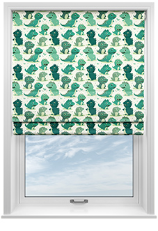 Roarsome, Green - Twist&Fit Roman Blind